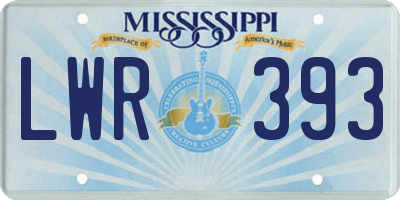 MS license plate LWR393