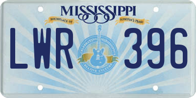 MS license plate LWR396