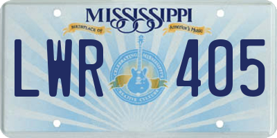 MS license plate LWR405
