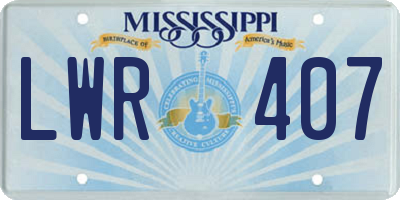 MS license plate LWR407