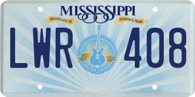 MS license plate LWR408