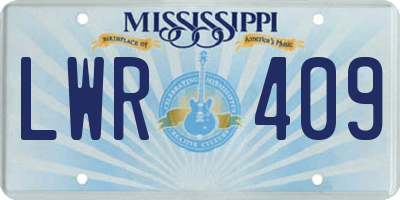 MS license plate LWR409