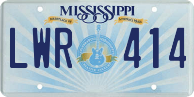MS license plate LWR414