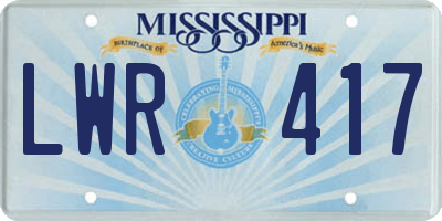 MS license plate LWR417