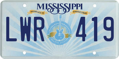 MS license plate LWR419