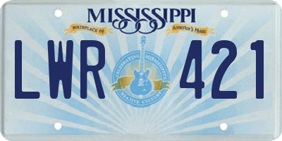 MS license plate LWR421