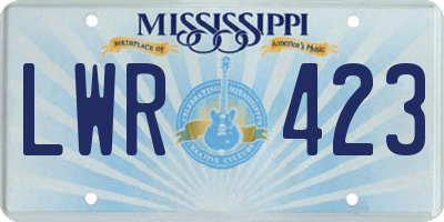 MS license plate LWR423
