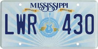 MS license plate LWR430