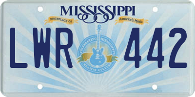 MS license plate LWR442
