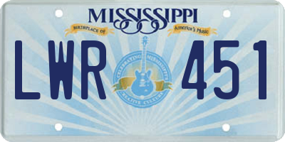 MS license plate LWR451