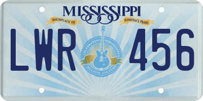 MS license plate LWR456