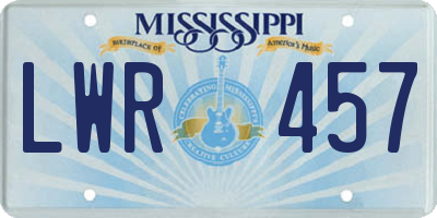 MS license plate LWR457