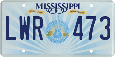 MS license plate LWR473