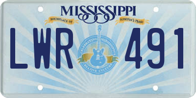 MS license plate LWR491