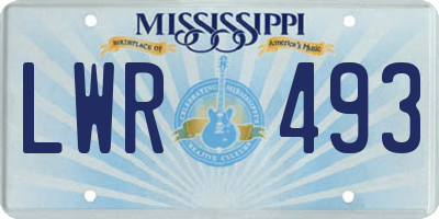 MS license plate LWR493