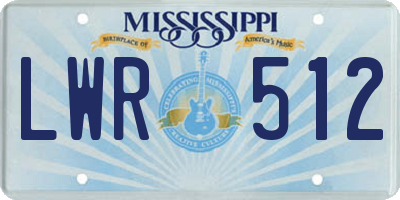 MS license plate LWR512