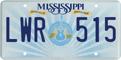 MS license plate LWR515