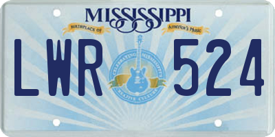 MS license plate LWR524