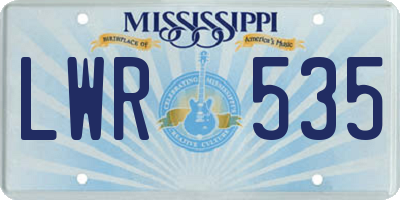 MS license plate LWR535