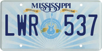 MS license plate LWR537