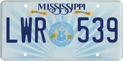 MS license plate LWR539