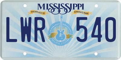 MS license plate LWR540
