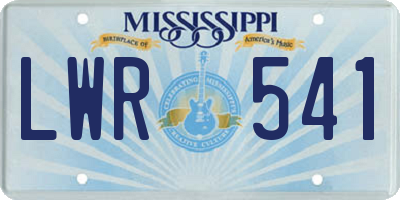 MS license plate LWR541