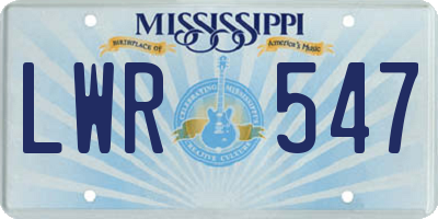 MS license plate LWR547