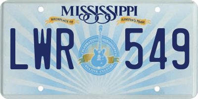 MS license plate LWR549