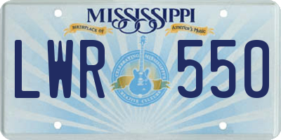 MS license plate LWR550