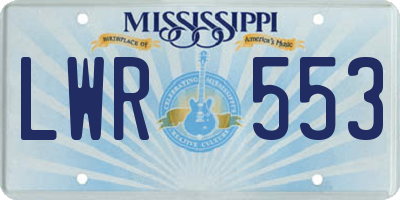 MS license plate LWR553
