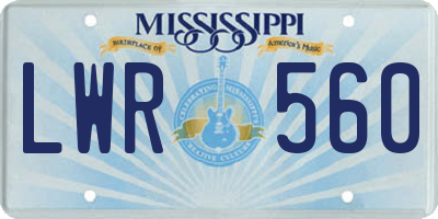 MS license plate LWR560