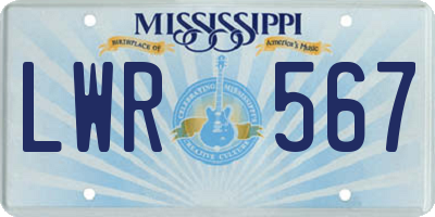 MS license plate LWR567