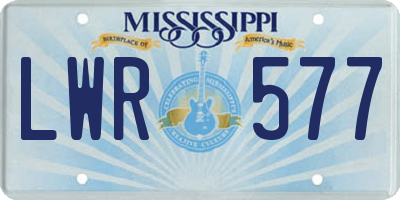 MS license plate LWR577