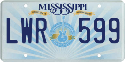 MS license plate LWR599