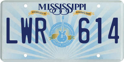 MS license plate LWR614