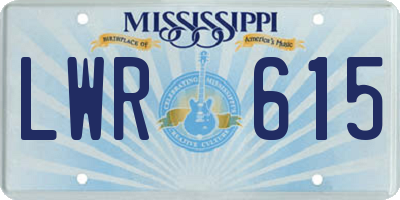 MS license plate LWR615