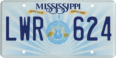 MS license plate LWR624