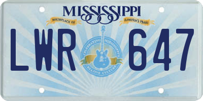 MS license plate LWR647