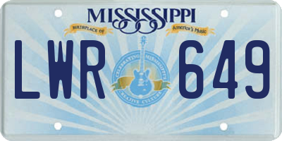 MS license plate LWR649