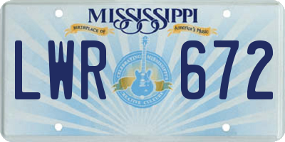 MS license plate LWR672