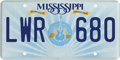 MS license plate LWR680