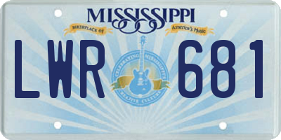 MS license plate LWR681