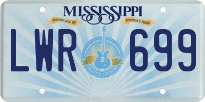 MS license plate LWR699