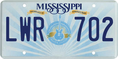 MS license plate LWR702