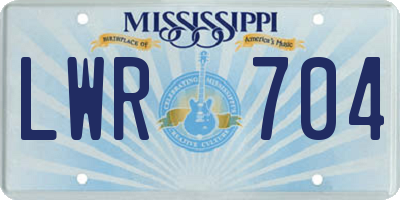 MS license plate LWR704