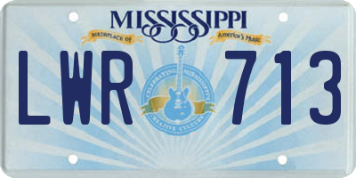 MS license plate LWR713