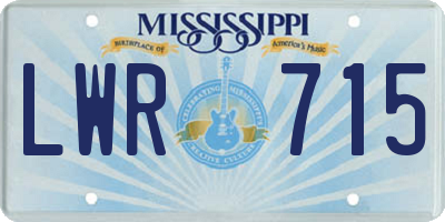 MS license plate LWR715