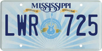 MS license plate LWR725