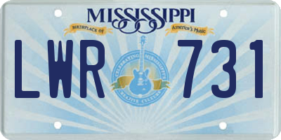 MS license plate LWR731